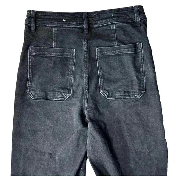 MNG Mango Size 6 Faded Black Cotton Denim High Rise Wide Leg Jeans - Picture 6 of 6